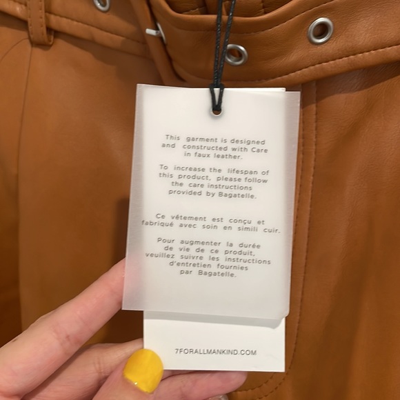 7 for All Mankind Faux Leather Hi Rise Wide Leg Belted Pants - Picture 3 of 3